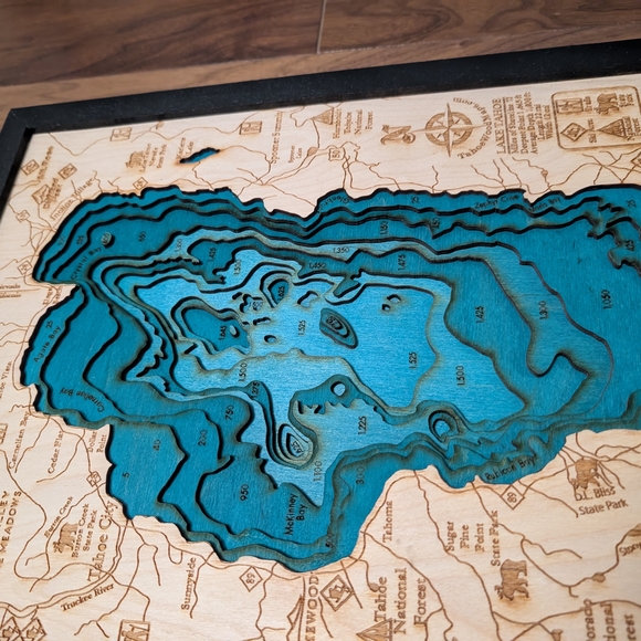 Lake Tahoe 3D Wood Map Art - Picture 2 of 4